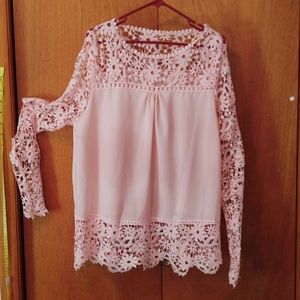 Pink lace blouse never worn large
